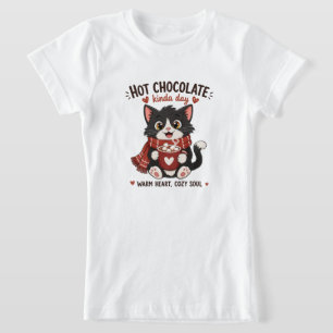 T-Shirt Illustration de Chocolat Chaud pour Chat Cozy