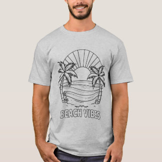 T-shirt Illustration de coucher de soleil tropical sur la
