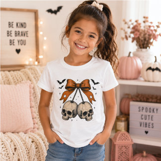 T-Shirt Illustration de crâne à nœud papillon pour Hallowe