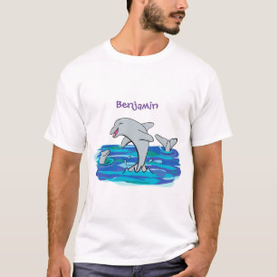 T-shirt Illustration de dauphins heureux adorables