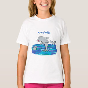 T-shirt Illustration de dauphins heureux adorables