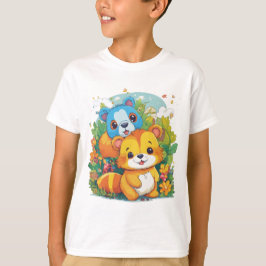 T-shirt Illustration de dessin animé d'animal mignon
