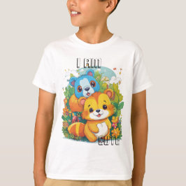 T-shirt Illustration de dessin animé d'animal mignon je su