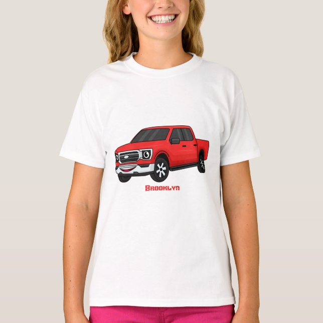 T-shirt Illustration de dessin animé de camionnette rouge  (Devant)