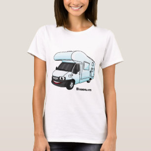 T-shirt Illustration de dessin animé de camping-car heureu