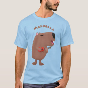 T-shirt Illustration de dessin animé de capybara ukulele