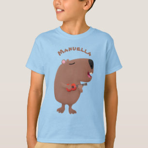 T-shirt Illustration de dessin animé de capybara ukulele