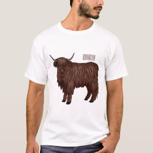 T-shirt illustration de dessin animé de vache des Highland