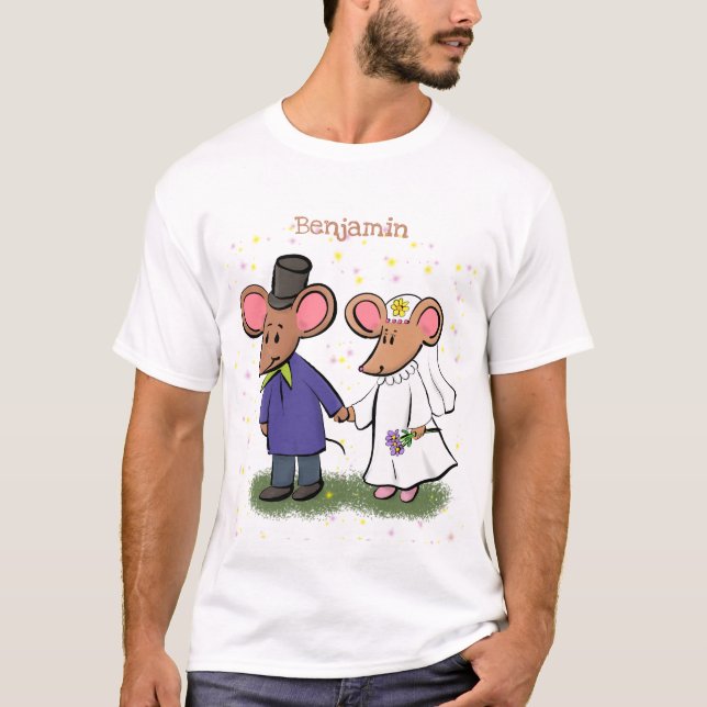 T-shirt Illustration de dessin animé d'un couple de souris (Devant)
