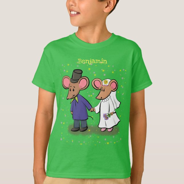 T-shirt Illustration de dessin animé d'un couple de souris (Devant)