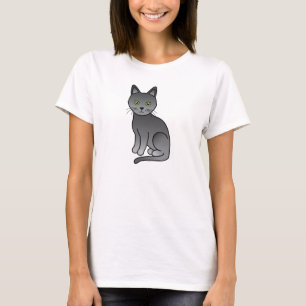 T-shirt Illustration de dessin animé mignon de chat Korat