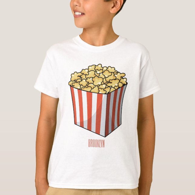 T-shirt Illustration de dessin animé Popcorn (Devant)