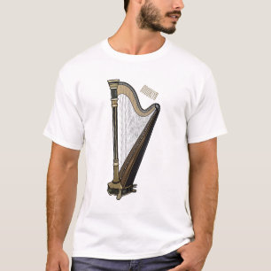 T-shirt Illustration de dessin animé sur la harpe