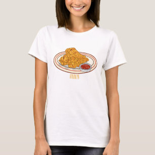 T-shirt Illustration de dessin animé sur le poulet frit