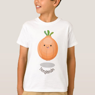 T-shirt Illustration de dessin animé vert d'oignon marron