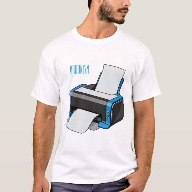 T-shirt Illustration de dessin d'imprimante (Devant)