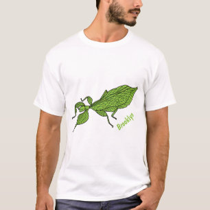 T-shirt Illustration de dessin d'insecte des feuilles vert