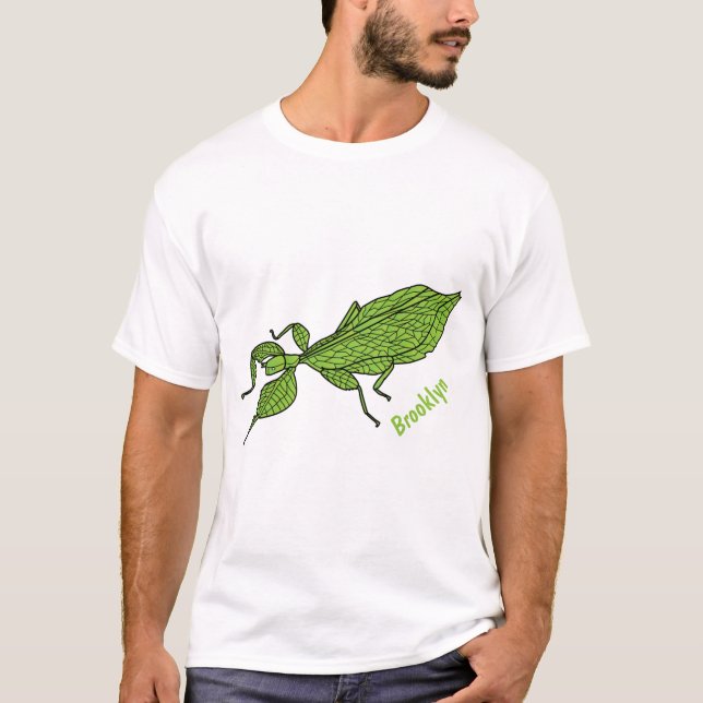 T-shirt Illustration de dessin d'insecte des feuilles vert (Devant)