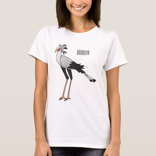 T-shirt Illustration de dessin du secrétaire pour oiseaux (Devant)