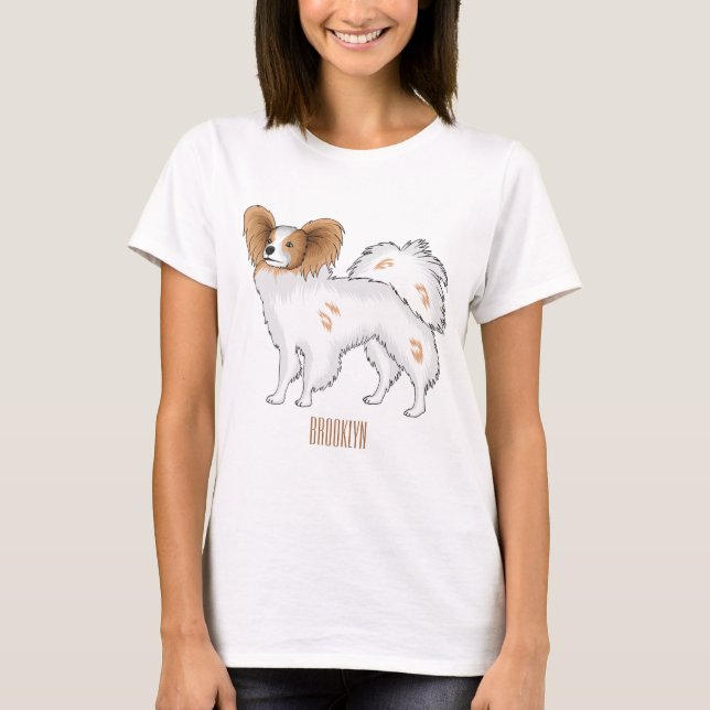 T-shirt Illustration de dessin pour chien de Papillon (Devant)