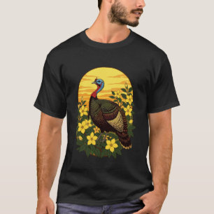 T-shirt Illustration de Dindon sauvage et fleurs de Gelsem