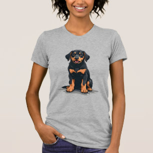 T-shirt Illustration de dos de chien noir et bronzé vintag