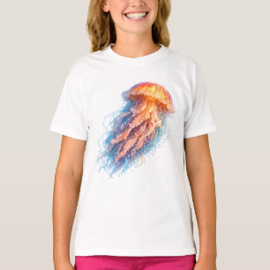 T-shirt Illustration de fantaisie de méduse élégante de l'