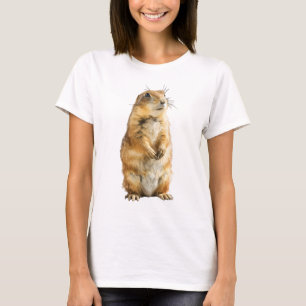 T-shirt Illustration de femme de chien de prairie debout e