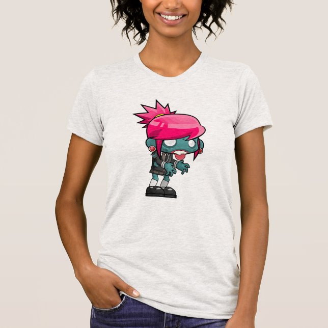 T-shirt Illustration de fille Zombie Punk Rock (Devant)