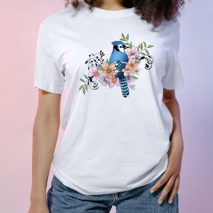 T-shirt Illustration de fleurs de printemps de geai bleu o