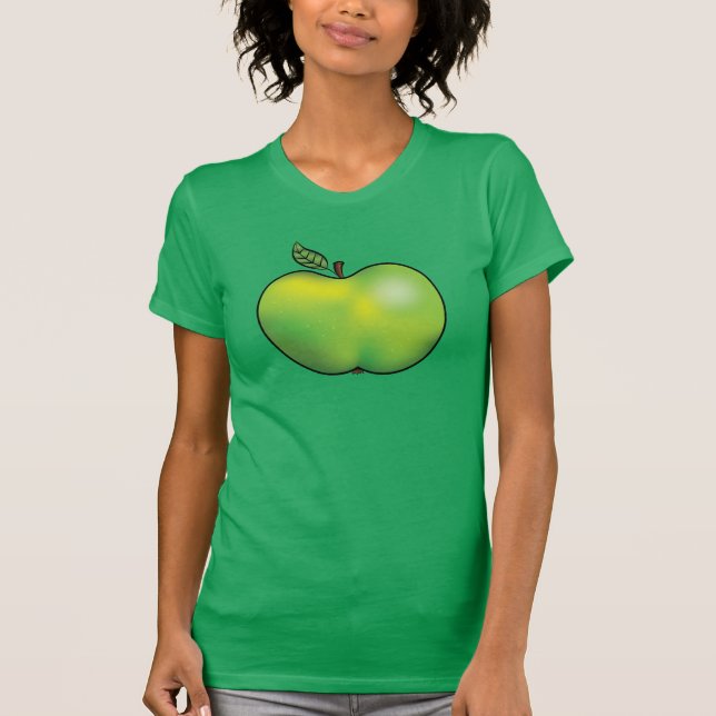 T-shirt Illustration de fruits de pomme de dessin vert (Devant)