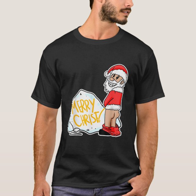T-shirt Illustration de Funny pee Père Noël (Devant)