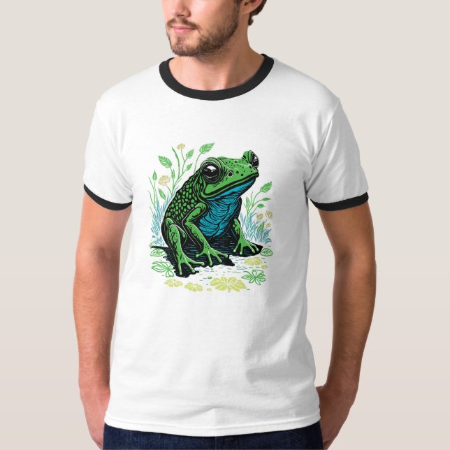 T-shirt Illustration de grenouille à étang (Devant)