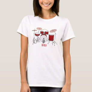 T-shirt Illustration de kit de batterie