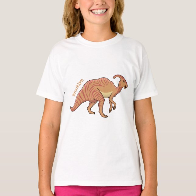 T-shirt Illustration de la caricature de dinosaure du para (Devant)