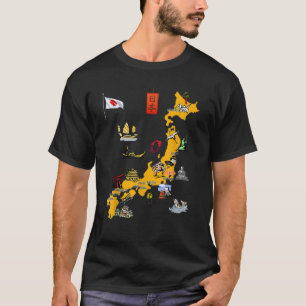 T-shirt Illustration de la carte du drapeau du Japon repèr