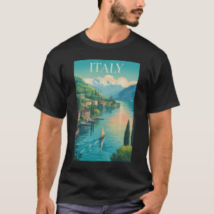T-shirt Illustration de la côte d'Amalfi en Italie Art de