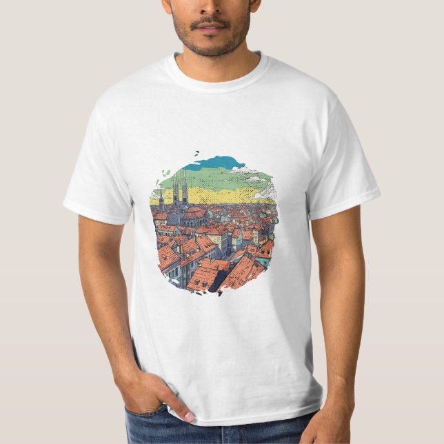 T-SHIRT ILLUSTRATION DE LA CROATIE DE ZAGREB (Devant)