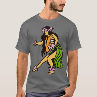 T-shirt Illustration de la fille Retro Hawaiian Hula