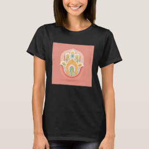 T-shirt Illustration de la main Hamsa jaune couleur pastel