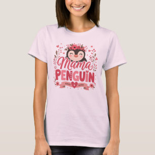 T-shirt Illustration de la maternité de maman pingouin à f