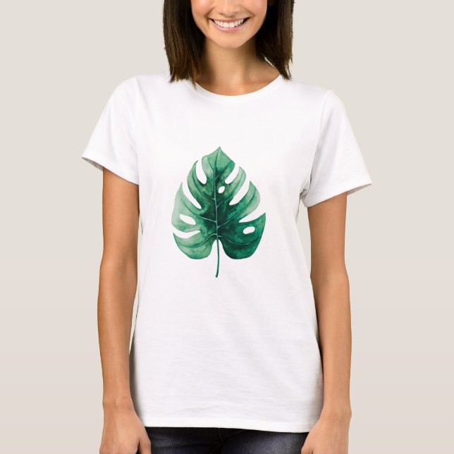T-shirt Illustration de la monstère verte à aquarelle simp (Devant)