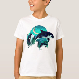 T-shirt Illustration de la nature bleue du Cool des balein