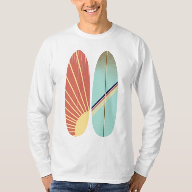 T-shirt Illustration de la planche de surf rouge et bleue  (Devant)