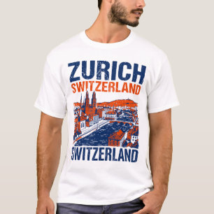 T-shirt Illustration de la skyline de la ville de Zurich e
