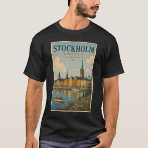 T-shirt Illustration de la skyline de Stockholm en Suède A