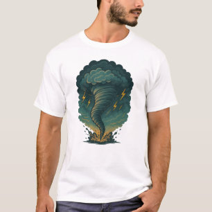 T-shirt Illustration de la tempête de tornade Puissante