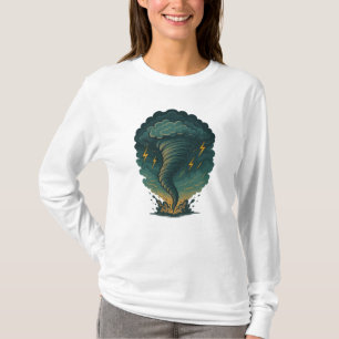 T-shirt Illustration de la tempête de tornade Puissante