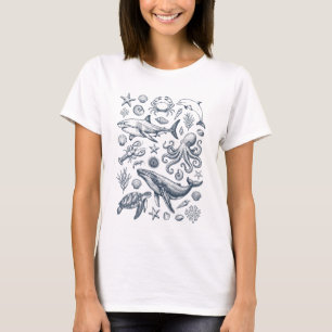 T-shirt Illustration de la vie marine nautique vintage