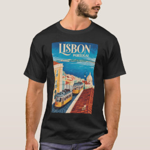 T-shirt Illustration de la vue aérienne de Lisbonne Portug
